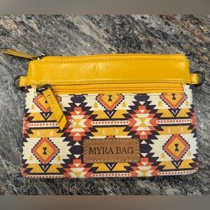 Myra Bag Geometric Yellow and Orange Clutch